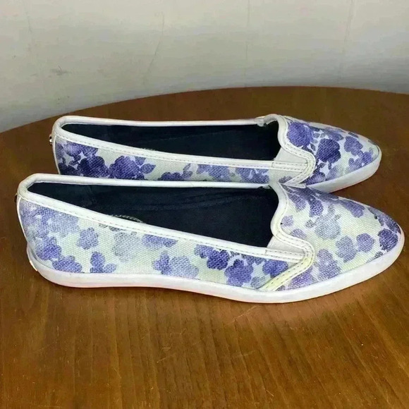 Michael Michael Kors Olive Slip-On Sneakers Blue White Floral Size 6 - Picture 5 of 9